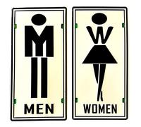 2x Cartel de Baño Hombres / Mujeres - Chapa - 30x15cm - Ideal para Bar - Pub - Cafetería o Barbería - Señalización de Aseo - WC - Lavabo - Baño - Letrero - Placa - Cartel - Señal (2651-13-14)