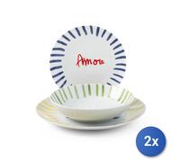 2X Casa Amor Juego De Mesa 18 Piezas Coupe, Cm.27