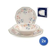 2X Churchill Emily Servicios De Platos 18 Piezas, Cerámica Blanca