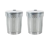 2x Cinc Cubo de Basura con Tapa 58L Plata Cubo Contenedor de Basura Zinktonne