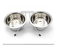 2X Comedero Bebedero Acero Inoxidable para Perro Gato Mascotas con Soporte Base Doble S/M/L para Elegir BPS-11125 2Pcs 900ml