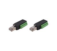 2X Conector de Terminal de Tornillo RJ45, Conector Macho Sin Soldadura RJ45 A Adaptador de Bloque de Terminales de 8 Pines para Ethernet Cat5/6/7 AV