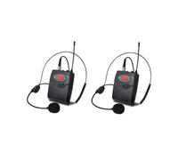 2X Conjunto de MicróFonos InaláMbricos con Diadema + MicróFono de Solapa Lavalier Transmisor Receptor Frecuencia UHF para Enseñanza del Habla