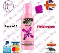2X Crazy Color Semipermanente Tinte Cabello Pinkissimo - 100ml (Pack De 2)