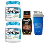 2x Creatina Creapure Amix 300g Neutra + Salsa bbq Servivita + Mezclador Cerrefit
