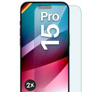 2x Cristal Real para Apple iPhone 15 Pro Lámina Blindada HD Móvil Protector P...