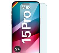 moex Protector de pantalla de cristal para Apple iPhone 15 Pro Max, resistente y resistente a los arañazos, irrompible, 2 unidades