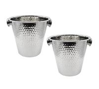 2x Cubitera Sekt Enfriador de Botellas de Vino de Acero Inoxidable Plata 22 cm