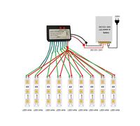 2X DC12V-24V Controlador de Luz Led de Tira Salto de Agua Ráfaga de Flash Signo Caballo Palabra Luminosa Caja de Luz Expuesta RGB Controler 9CH