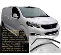 2x Deflectores de Aire Compatible con Citroën Jumpy Dispatch SpaceTourer 2016-presente MK3 Peugeot Expert Traveller Toyota ProAce Verso Opel Vauxhall Vivaro Zafira Life Derivabrisas