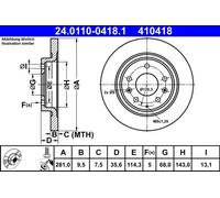 2x Disco de freno 24.0110-0418.1 ATE para MAZDA CX-3