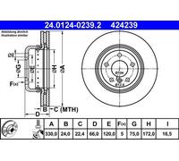 2x Disco de freno disco de freno de dos piezas 24.0124-0239.2 ATE para BMW 5