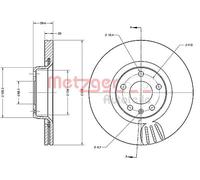 2x Disco de freno Eje delantero, izquierda ventilación interna 6110335 METZGER