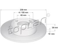 2x Disco de freno Eje delantero macizo 104 164 TOPRAN para AUDI VW SEAT