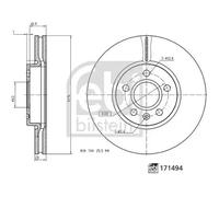 2x Disco de freno Eje delantero ventilación interna 171494 FEBI BILSTEIN