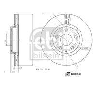 2x Disco de freno Eje delantero ventilación interna 180008 FEBI BILSTEIN