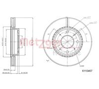 2x Disco de freno Eje delantero ventilación interna 6110467 METZGER para KIA