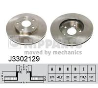 2x Disco de freno Eje delantero ventilación interna J3302129 NIPPARTS