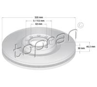 2x Disco de freno Eje delantero ventilado 110 432 TOPRAN para AUDI SEAT