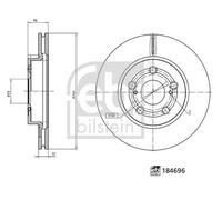 2x Disco de freno Eje delantero ventilado 184696 FEBI BILSTEIN para TOYOTA MAZDA