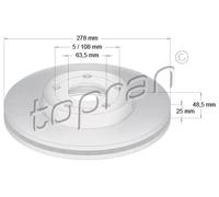 2x Disco de freno Eje delantero ventilado 304 728 TOPRAN para FORD C-MAX II