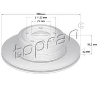 2x Disco de freno Eje trasero izquierda ventilado 502 874 TOPRAN para BMW 5