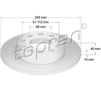 2x Disco de freno Eje trasero macizo 109 526 TOPRAN para AUDI SEAT