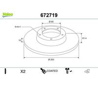 VALEO 672719 Disco de freno