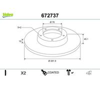 VALEO 672737 Disco de freno