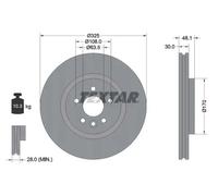 2x Disco de freno Frontal del vehículo ventilado 92300505 TEXTAR