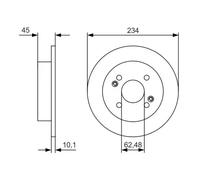 2x Disco de freno macizo 0 986 479 D02 BOSCH para HYUNDAI i10 II i10 III
