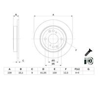 Disco de freno BOSCH 0 986 479 E95 trasero, macizo, 1 Pieza