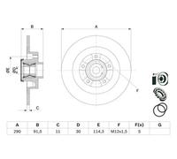 2x Disco de freno macizo 0 986 479 F42 BOSCH para RENAULT TALISMAN SCÉNIC IV