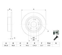 2x Disco de freno macizo 0 986 479 F76 BOSCH para HONDA HR-V