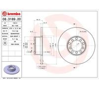 2x Disco de freno macizo 08.3189.20 BREMBO para MERCEDES-BENZ /8 /8 Coupé