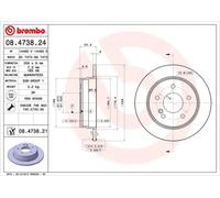 2x Disco de freno macizo 08.4738.21 BREMBO para MERCEDES-BENZ CLASE C 124 Coupé