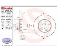 2x Disco de freno macizo 08.4750.34 BREMBO para MERCEDES-BENZ 124 Sedán CLASE E