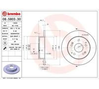 2x Disco de freno macizo 08.5803.30 BREMBO para HONDA CIVIC VII Hatchback