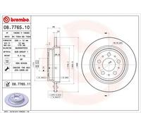 Disco de freno BREMBO 8776511 trasero, macizo, 1 Pieza