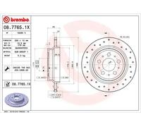 Disco de freno BREMBO 0877651X trasero, perforado, perforado, macizo, 1 Pieza
