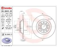 2x Disco de freno macizo 08.8843.21 BREMBO para AUDI A6 C6 A6 C6 Avant