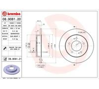 2x Disco de freno macizo 08.9081.21 BREMBO para HYUNDAI KIA