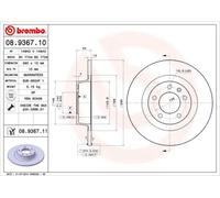 Brembo 08.9367.11 Rotores de Discos de Frenos