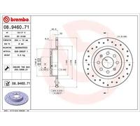 2x Disco de freno macizo 08.9460.71 BREMBO para ABARTH PUNTO GRANDE PUNTO