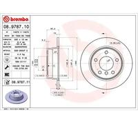 2x Disco de freno macizo 08.9787.11 BREMBO para BMW 1