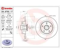 2x Disco de freno macizo 08.9792.17 BREMBO para RENAULT LAGUNA II