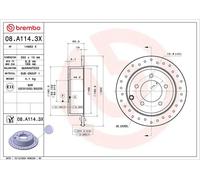 2x Disco de freno macizo 08.A114.3X BREMBO
