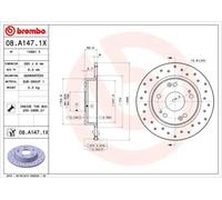 2x Disco de freno macizo 08.A147.1X BREMBO para HONDA CIVIC VIII Sedán