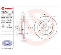 2x Disco de freno macizo 08.A274.10 BREMBO para FORD FOCUS I FOCUS I Turnier