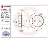 2x Disco de freno macizo 08.A331.11 BREMBO para TOYOTA COROLLA COROLLA Sedán